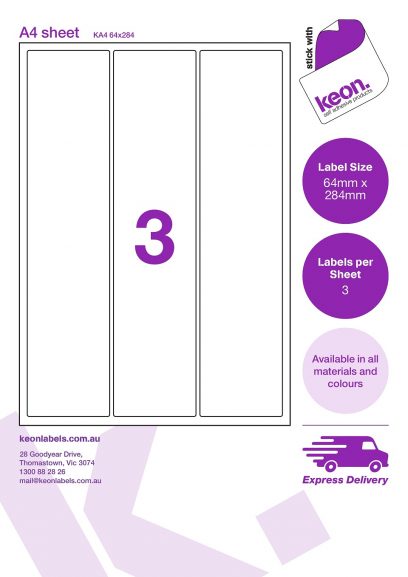 64mm x 284m rectangle new label template