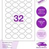 29mm x 39mm oval labels on an A4 label sheet template showing 32 labels per sheet