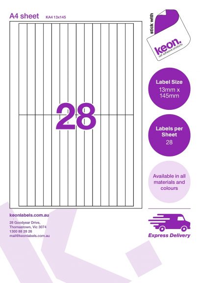 13mm x 145mm rectangle new label template